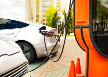 Electric car at the charging station