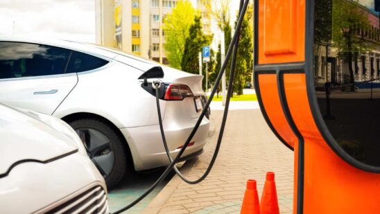 Electric car at the charging station