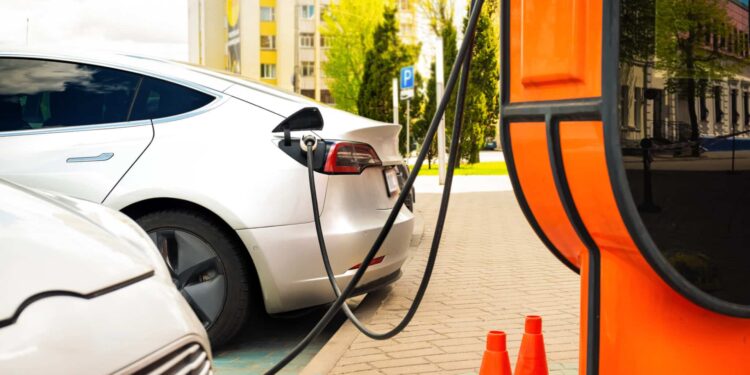 Electric car at the charging station