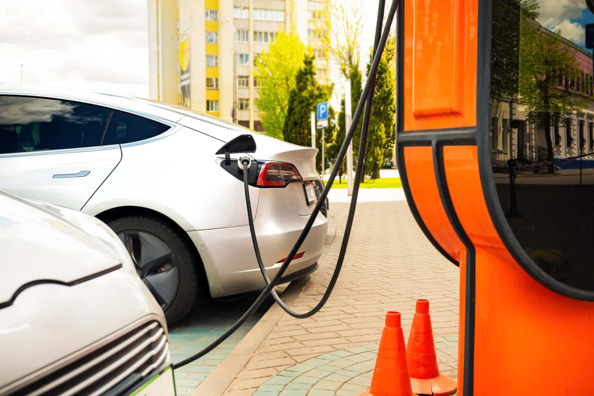 Electric car at the charging station