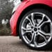 Close up of tire on red car