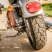 Close up of the back tire of a motorcycle