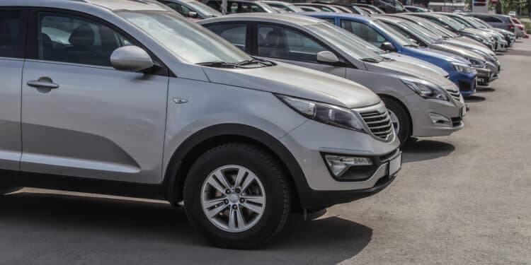 Cars for sale on a dealer lot