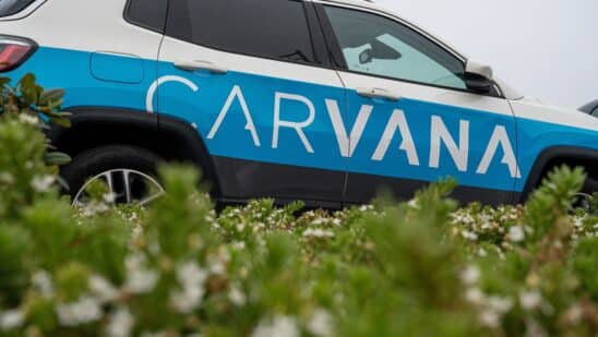 A branded vehicle at a Carvana vending machine