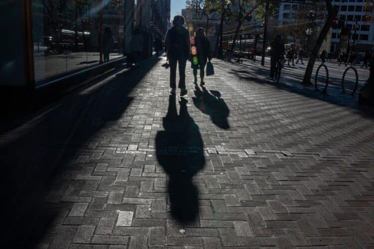 Shoppers on Market Street in San Francisco, California, US, on Tuesday, Nov, 29, 2022. US retailers eked out modest growth over Black Friday weekend with deep discounts that lured shoppers seeking a reprieve from stubborn inflation. Photographer: David Paul Morris/Bloomberg