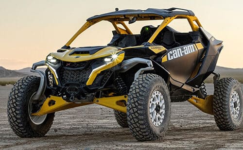 The all-new Can-Am Maverick R boasts unrivaled power, suspension performance, and dual-clutch transmission gearbox