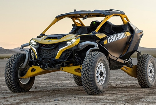 The all-new Can-Am Maverick R boasts unrivaled power, suspension performance, and dual-clutch transmission gearbox