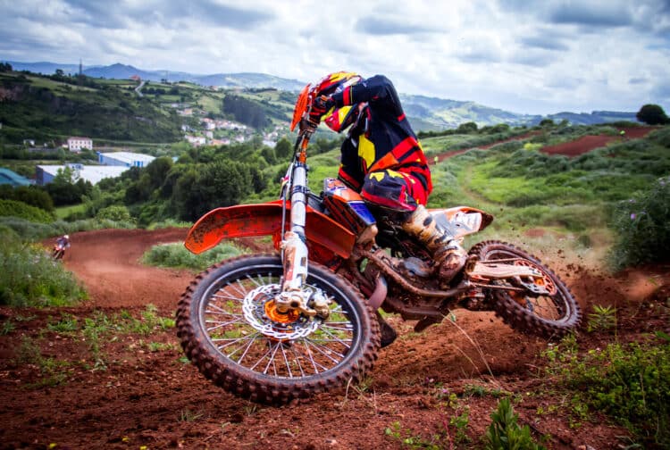 Motorcross rider taking a turn