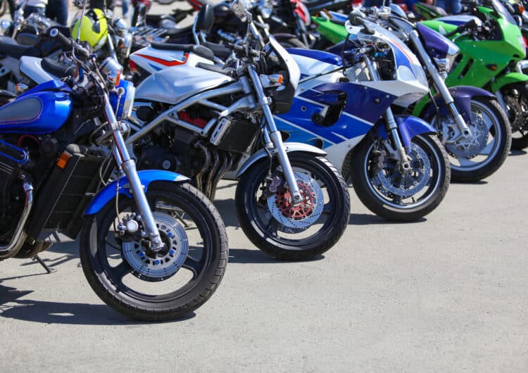 Powerful motorcycles on parking
