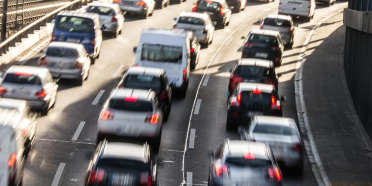 Cars in a congestion on highway