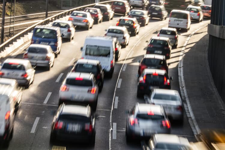Cars in a congestion on highway