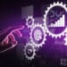 usiness process management, automation workflow, document validation, connected gear cogs with icons, technology concept