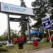 UAW members and supporters on a picket line outside the GMs Flint Processing Center in Swartz Creek, Michigan, on Monday.