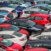 Cars in a lot waiting to be sold