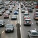 Cars stuck in traffic on the road