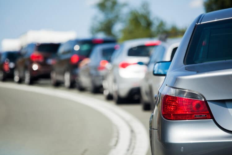 Cars in a tourist jam