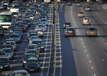 Cars on a busy highway