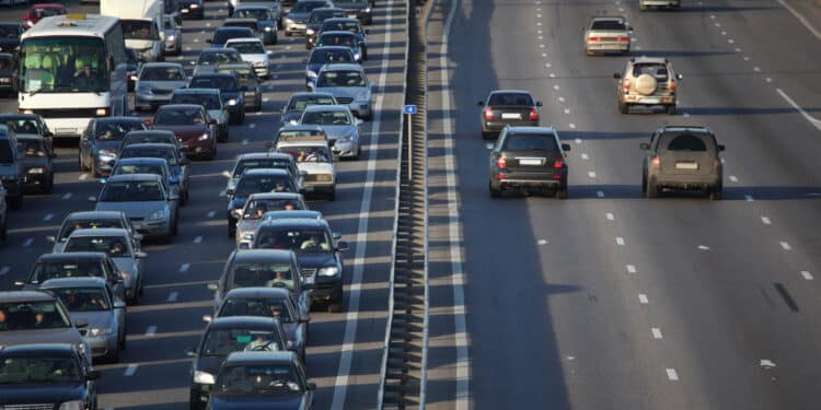 Cars on a busy highway