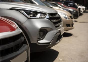 Cars parked in a row