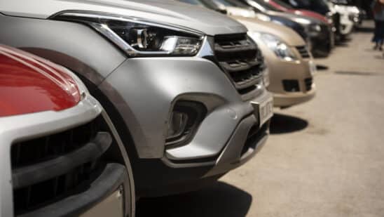 Cars parked in a row