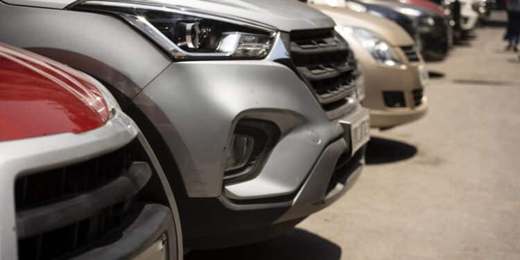 Cars parked in a row