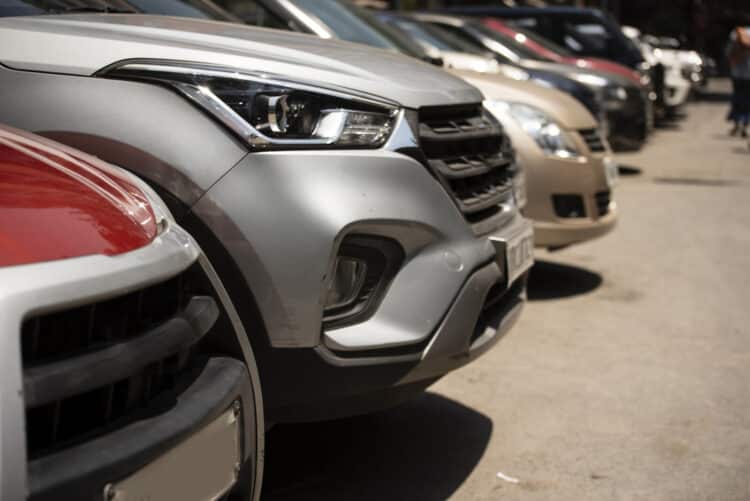 Cars parked in a row