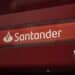 A logo outside a Banco Santander SA bank branch