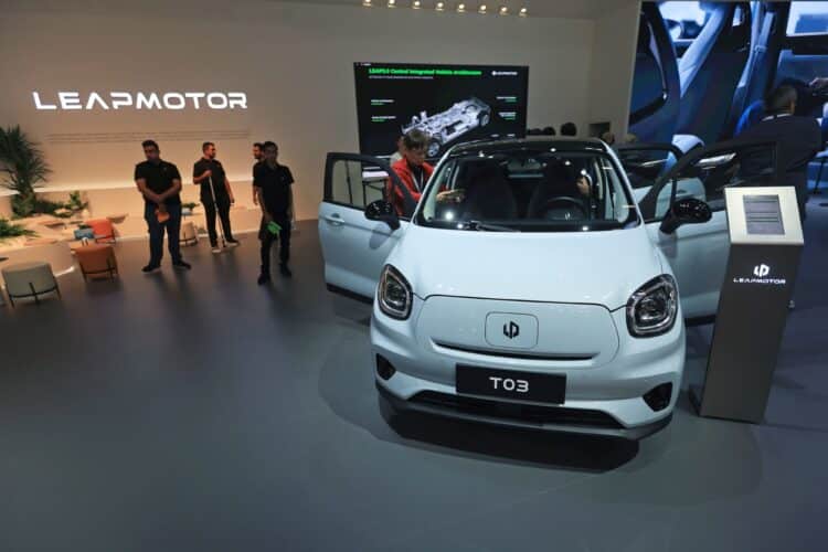 A Leapmotor T03 electric vehicle at the Zhejiang Leapmotor Technologies pavilion at the Munich Motor Show in September.