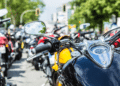 Pull focus of lineup of motorcycles