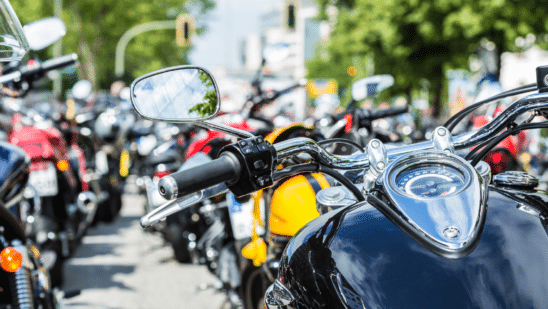 Pull focus of lineup of motorcycles