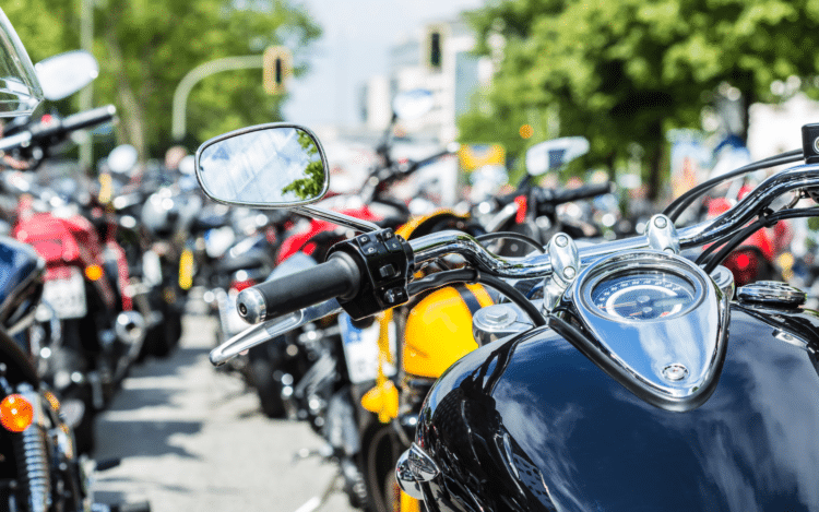 Pull focus of lineup of motorcycles