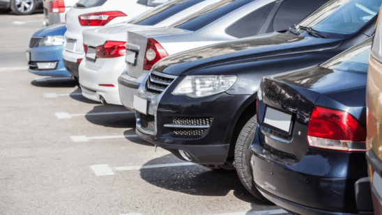 Cars in a parking lot