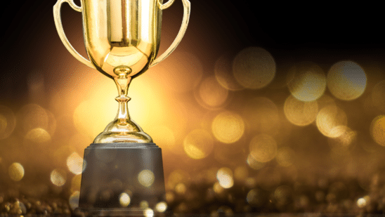 A trophy with a glowing background