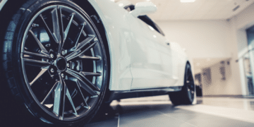 Car inside a dealership showroom
