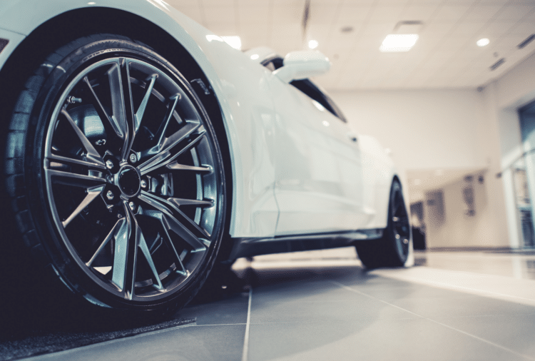 Car inside a dealership showroom
