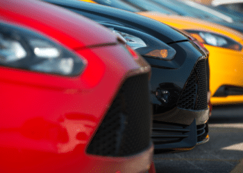 Cars on a dealer lot