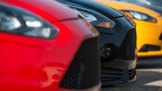 Cars on a dealer lot