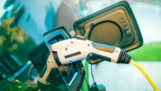 Close up of EV charging port