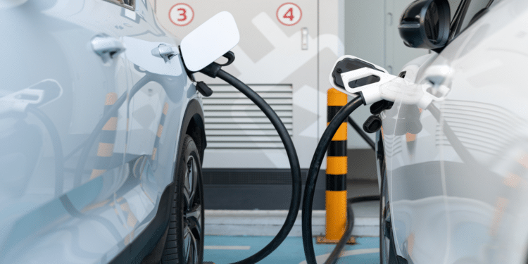 Two EVs charging