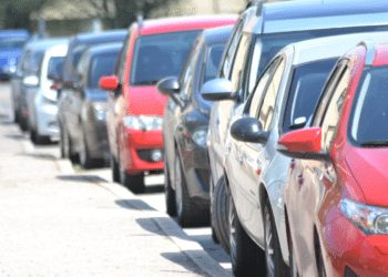 Cars parked along the curb