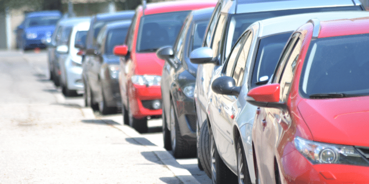 Cars parked along the curb