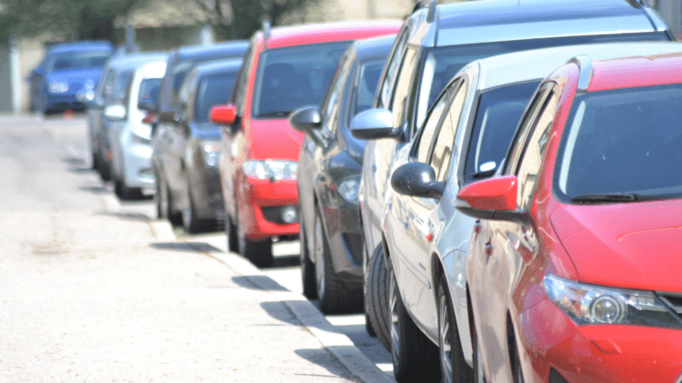 Cars parked along the curb