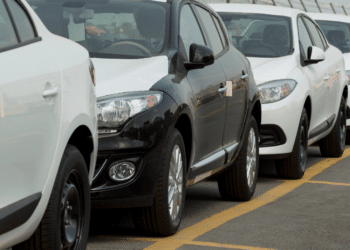 Cars lined up to be shipped