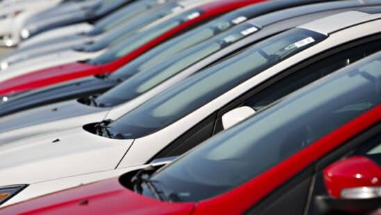 Ford Motor Co. Focus compact vehicles sit on display on the lot of the Sutton Ford car dealership in Matteson, Illinois, U.S., on Friday, Oct. 30, 2015.