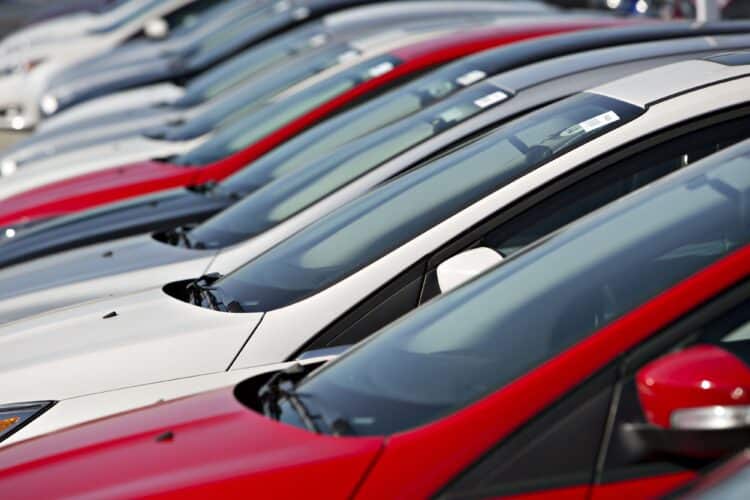 Ford Motor Co. Focus compact vehicles sit on display on the lot of the Sutton Ford car dealership in Matteson, Illinois, U.S., on Friday, Oct. 30, 2015.
