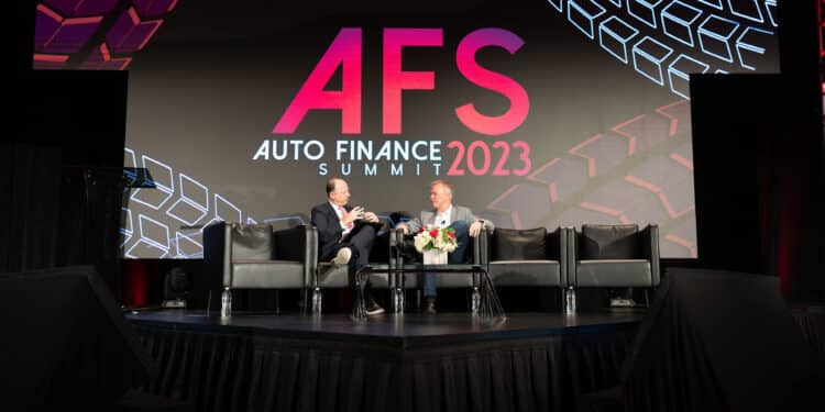 Tom Shortt on stage at Auto Finance Summit 2023