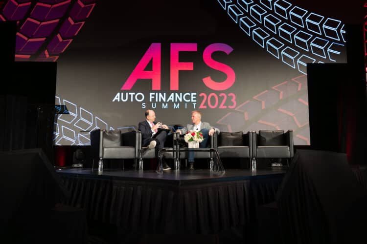 Tom Shortt on stage at Auto Finance Summit 2023