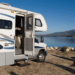 RV sitting by the water