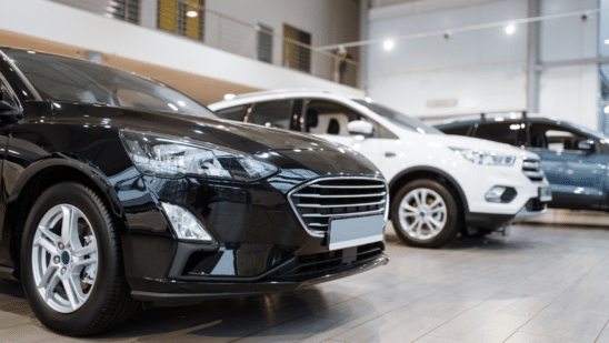 Cars in a dealership