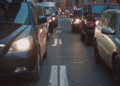 cars on dark road